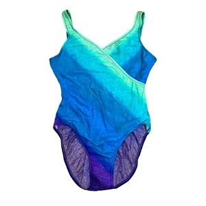 Jantzen Swimsuit Ombré Pastel Colors One Piece Plus Size 14